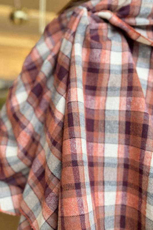 Roberta Plaid Brushed Cotton Drape Cape Amber